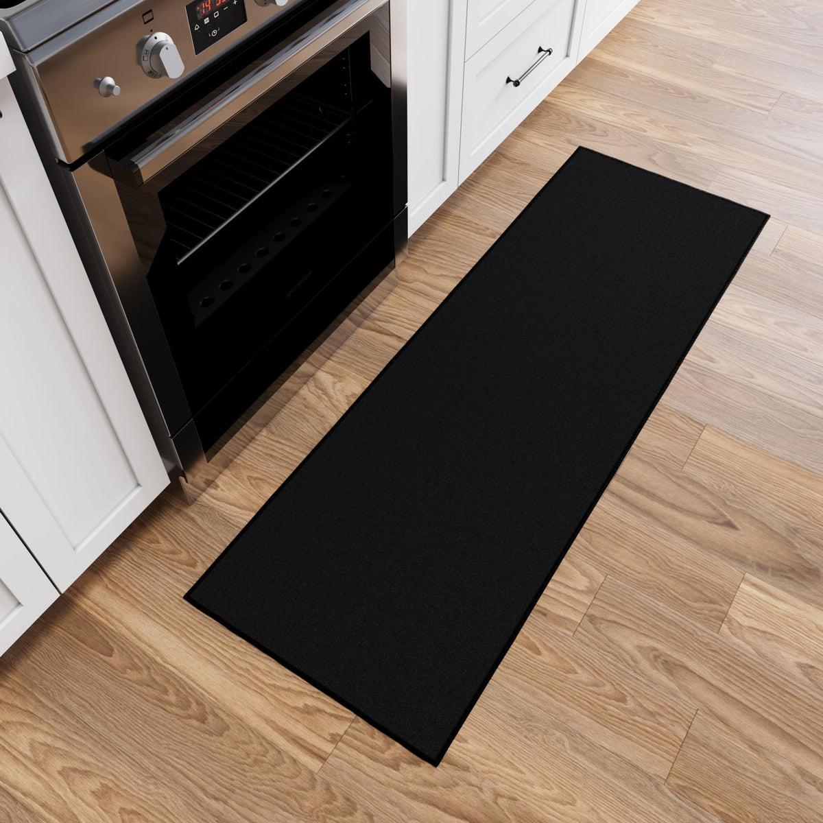 Ottomanson hallway runner in black with non-slip backing for busy households.