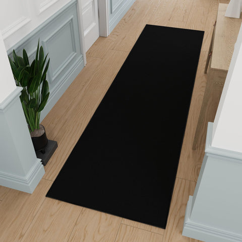 Ottomanson hallway runner with non-slip backing in black, ideal for safe hallways.