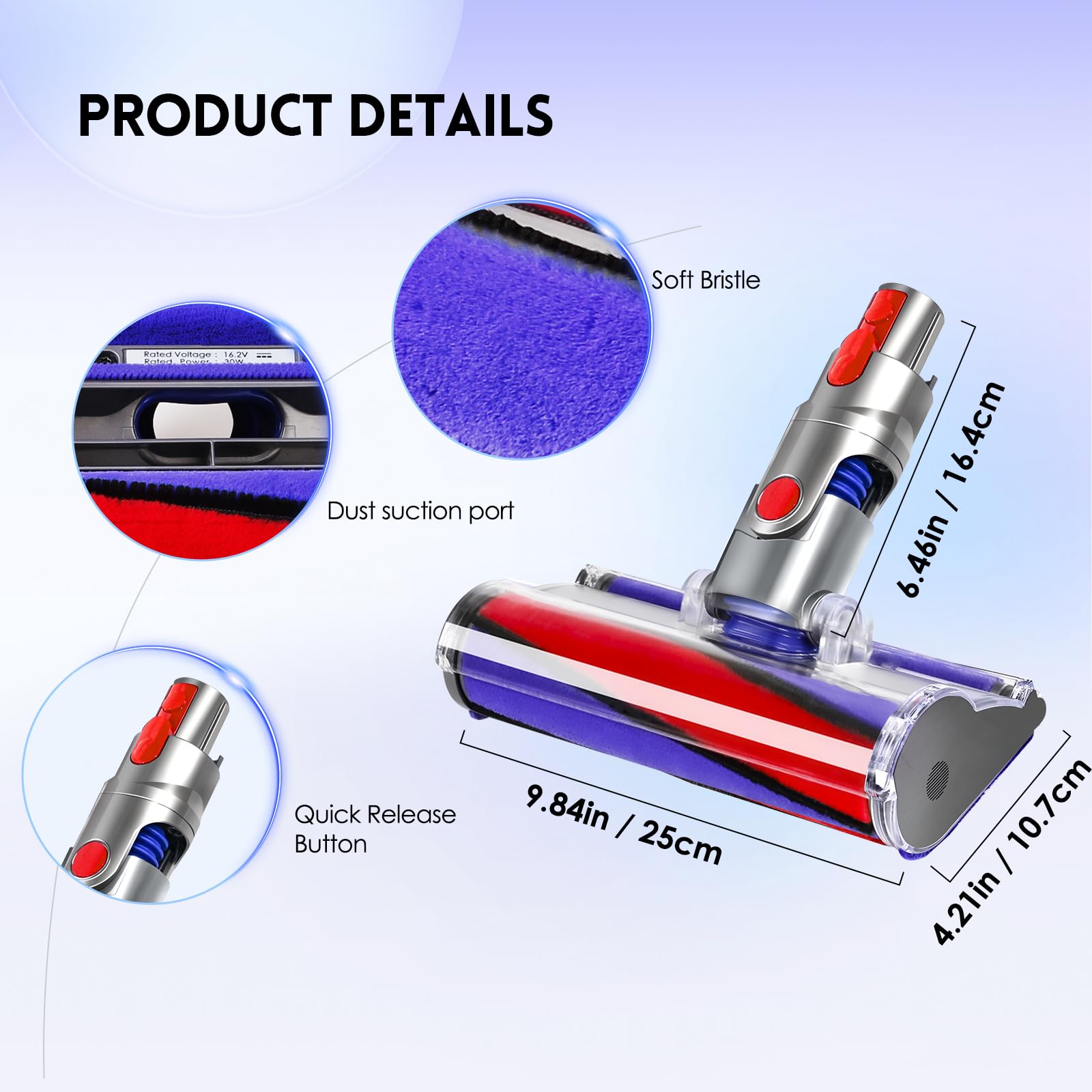 OTTWL soft roller head for Dyson V15 delivers gentle cleaning on delicate surfaces.