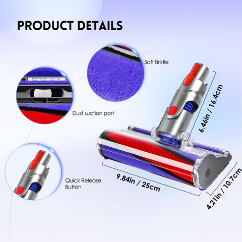 OTTWL soft roller head for Dyson V15 delivers gentle cleaning on delicate surfaces.