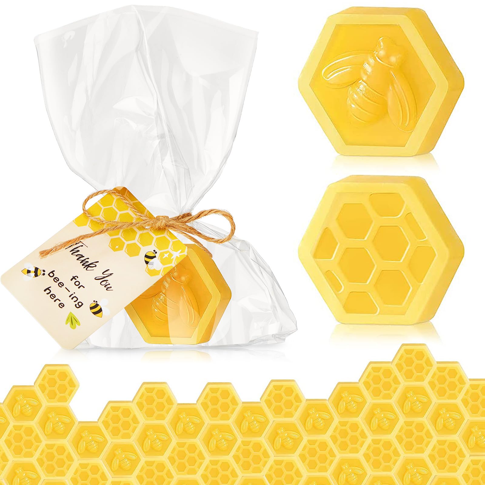Otuuz honeycomb bee-shaped soap for baby shower favors with pleasant honey scent.