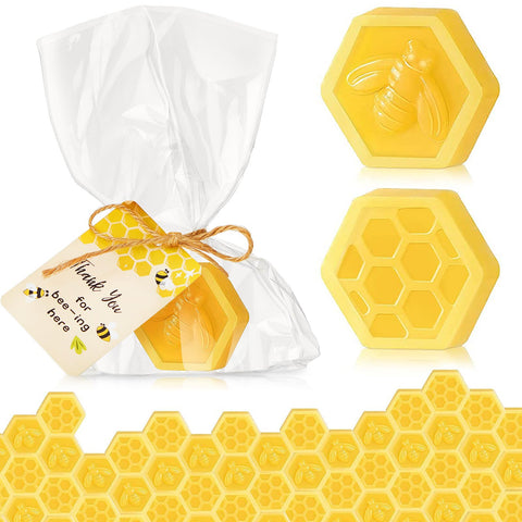 Otuuz honeycomb bee-shaped soap for baby shower favors with pleasant honey scent.