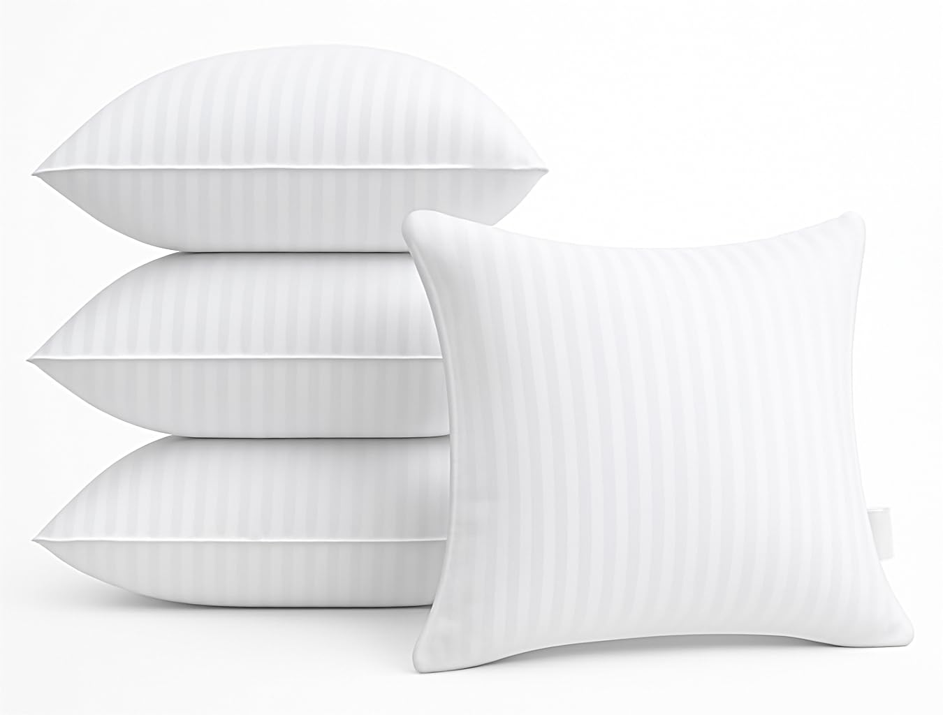 Oubonun 18x18 pillow insert front view with durable stripe cover for daily cushions.