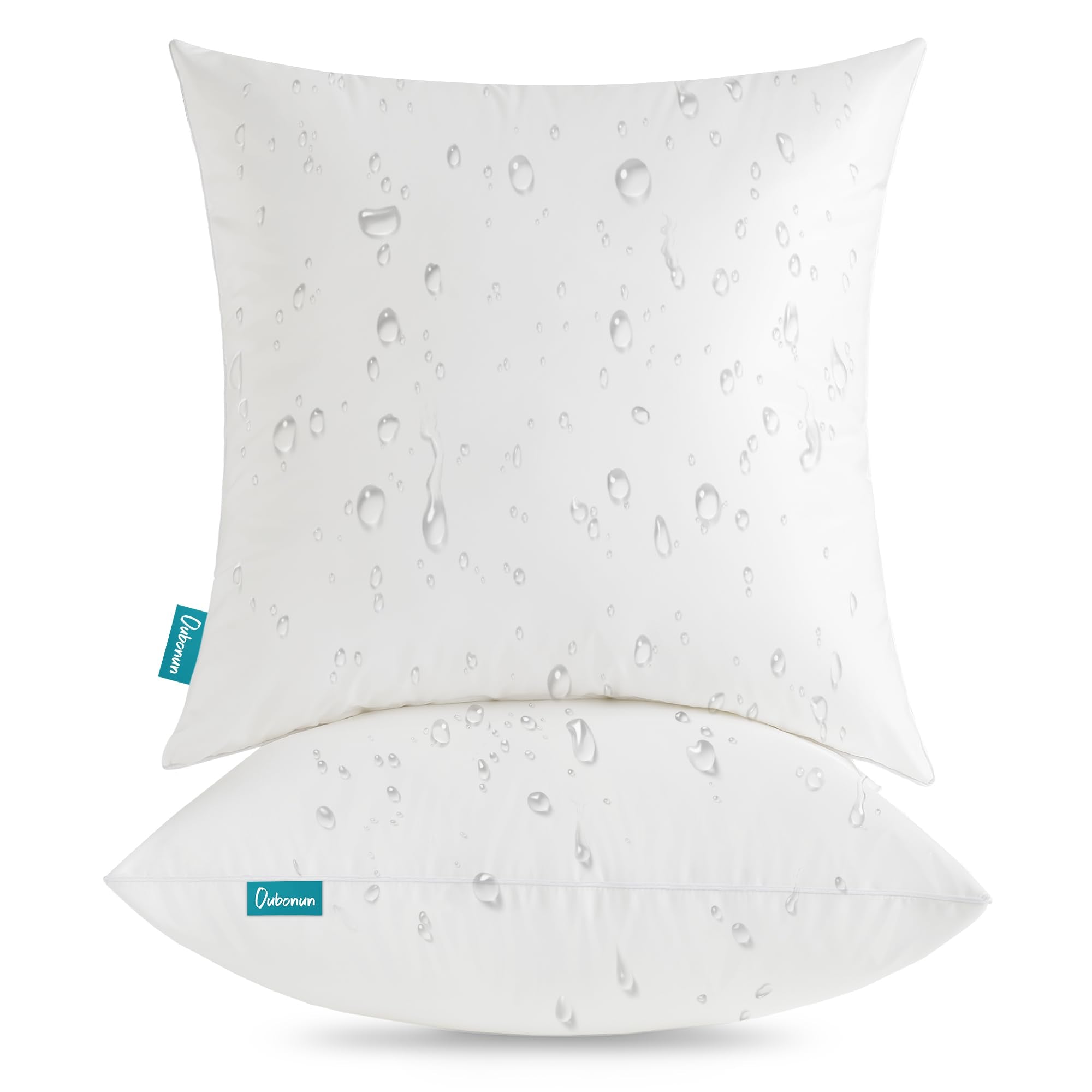 Oubonun 20x20 outdoor pillow inserts, pack of 2, perfect for patio cushions.