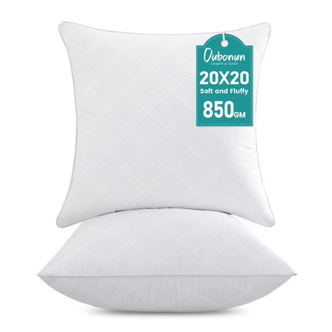 Oubonun 20x20 throw pillow inserts for a fuller, edge-to-edge sofa look.
