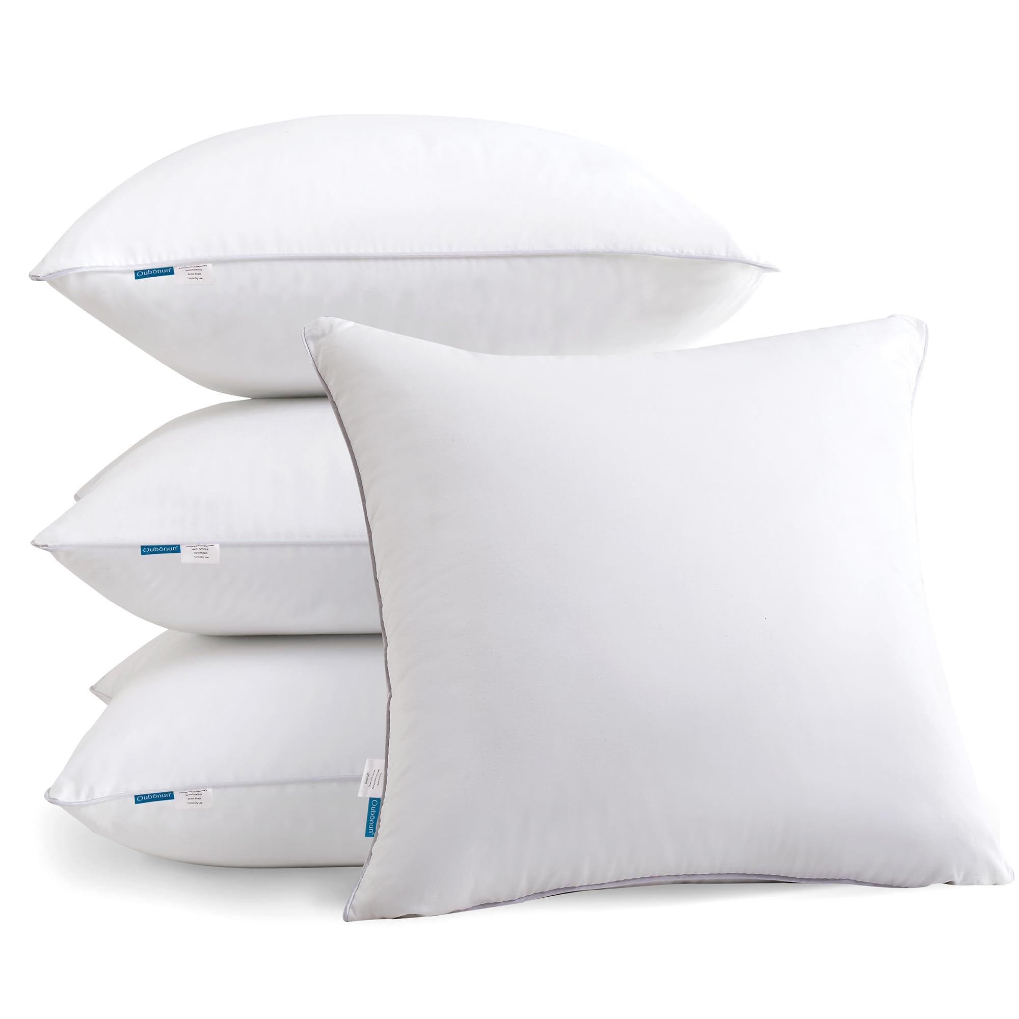 Oubonun 22x22 pillow inserts four-pack in packaging for quick setup.