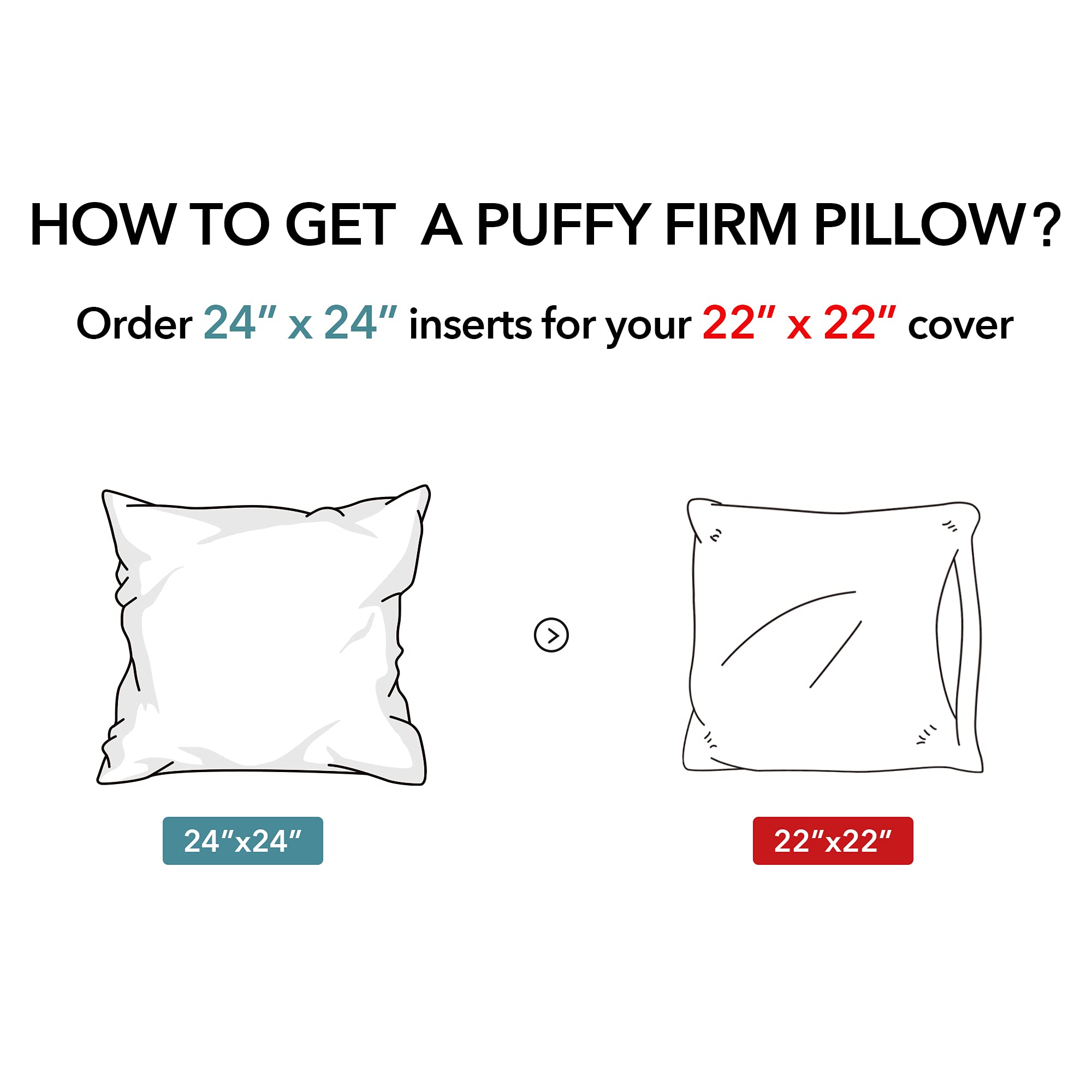 Oubonun 24x24 inserts fit standard pillow covers