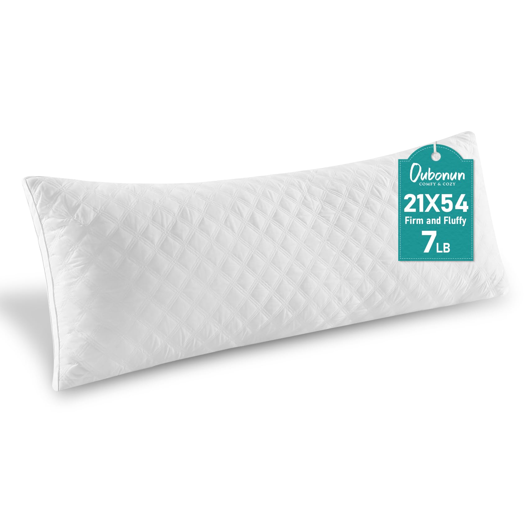 Oubonun full body pillow shows 21x54 size for full-body alignment and comfort