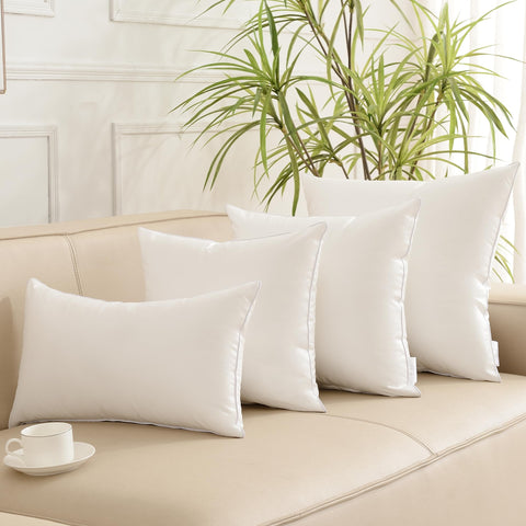 Oubonun 16x16 outdoor pillow inserts shown in versatile home and patio settings.