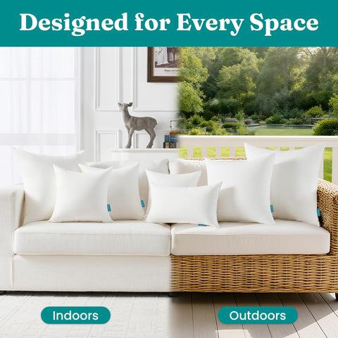 Oubonun versatile pillow insert for patio and indoor decor across spaces.