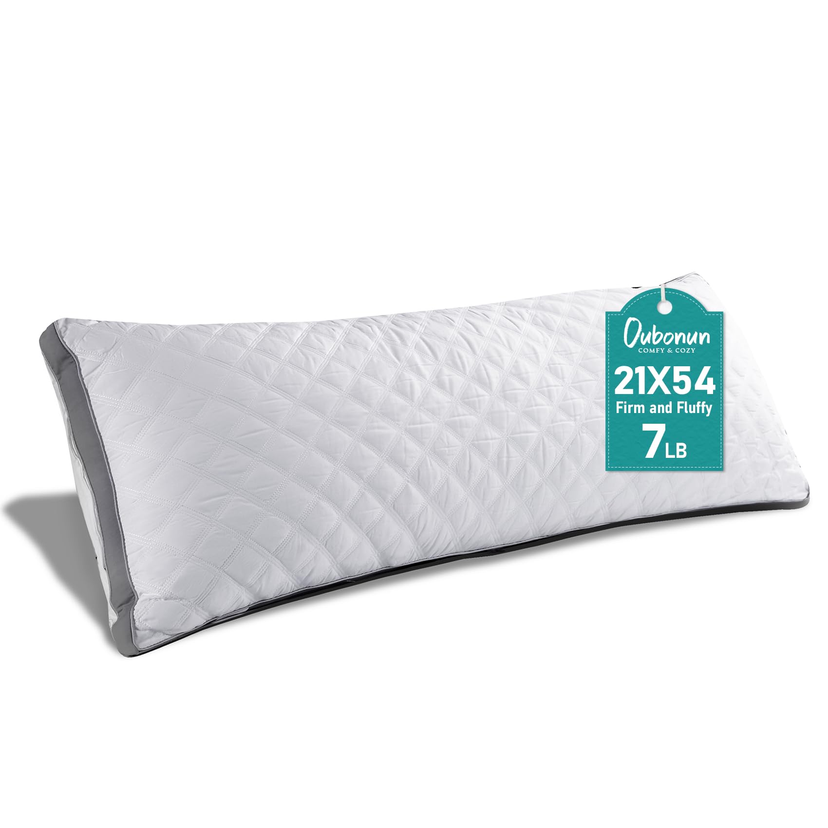 Oubonun premium adjustable loft pillow front view shows customizable height for full body support.