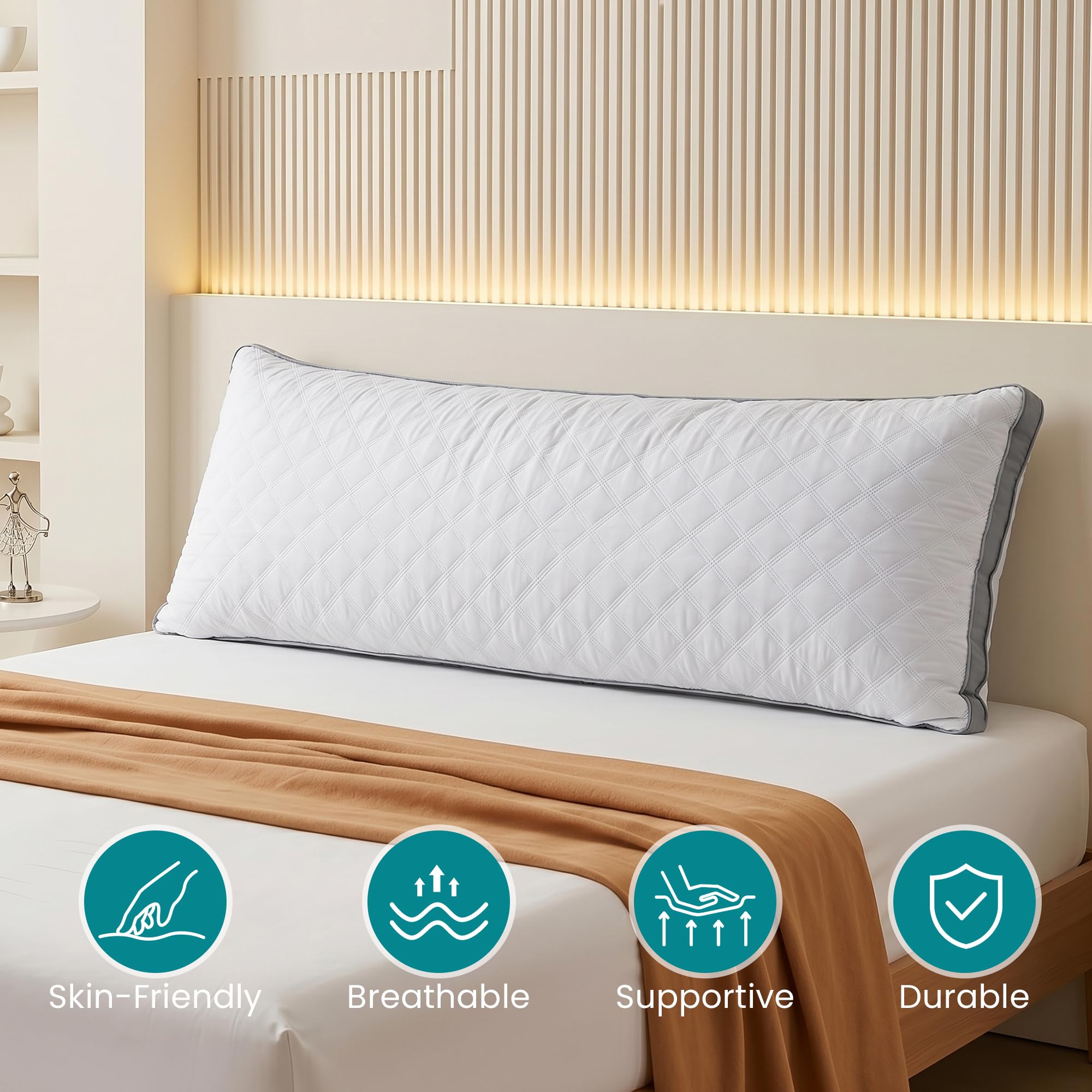 Oubonun premium adjustable loft pillow side view highlights alignment for side sleepers.