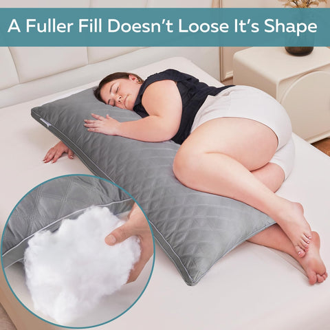 Oubonun premium loft pillow fill-detail highlights high-density fibers that stay fluffy.