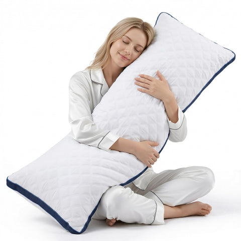 Oubonun soft plush pillow texture providing breathable comfort for uninterrupted sleep.
