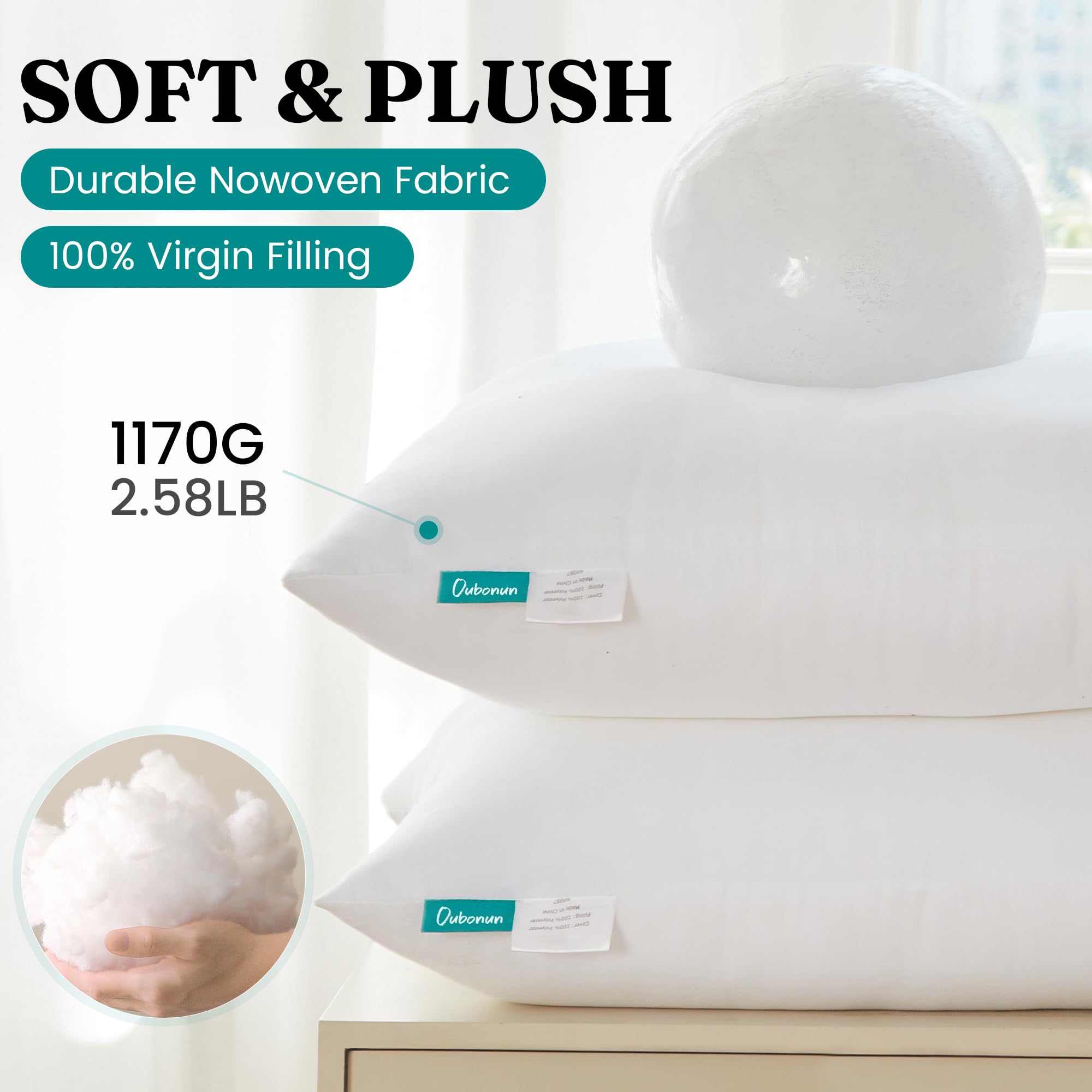 Soft polyester fiber fill delivers cushioned, everyday comfort.