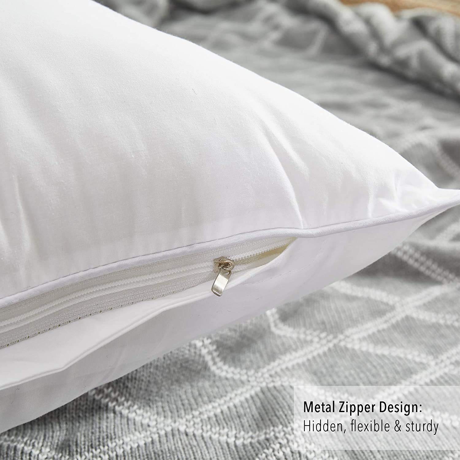 Oubonun white decorative pillow inserts on couch for cohesive look