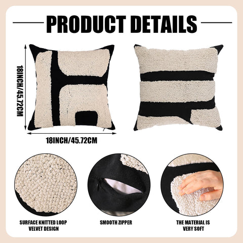 Oudain twin-pack boho pillow covers arranged for coordinated living room decor.