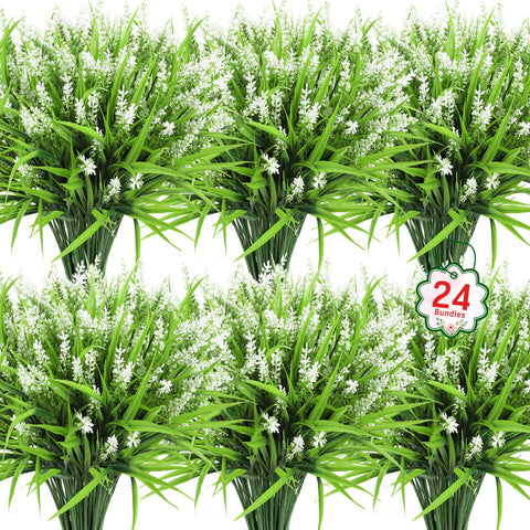 Ouddy Decor lavender outdoor bundle adds vibrant white color to porches.
