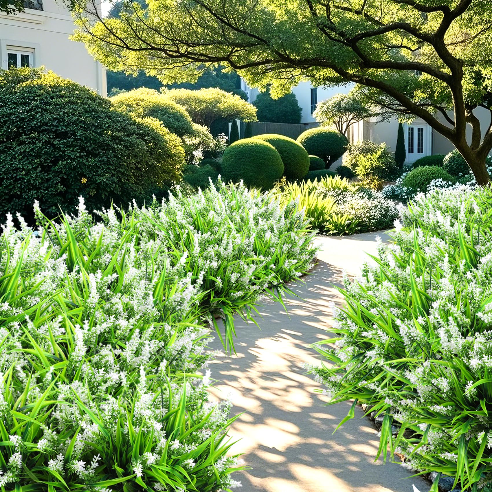 Ouddy Decor lavender in window box enhances curb appeal with low maintenance.