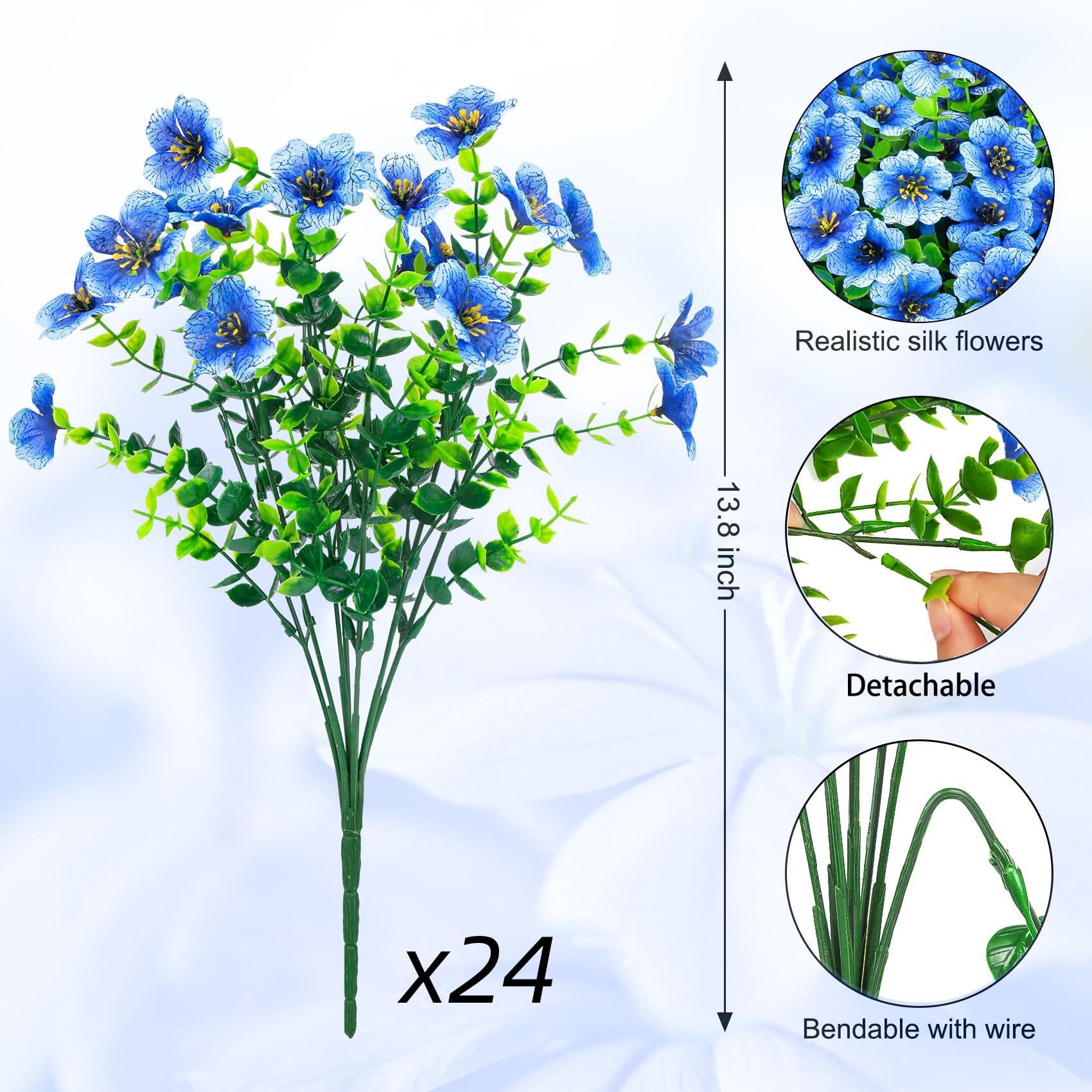 Ouddy Decor 13.8-inch outdoor flowers fit easily in various vases.