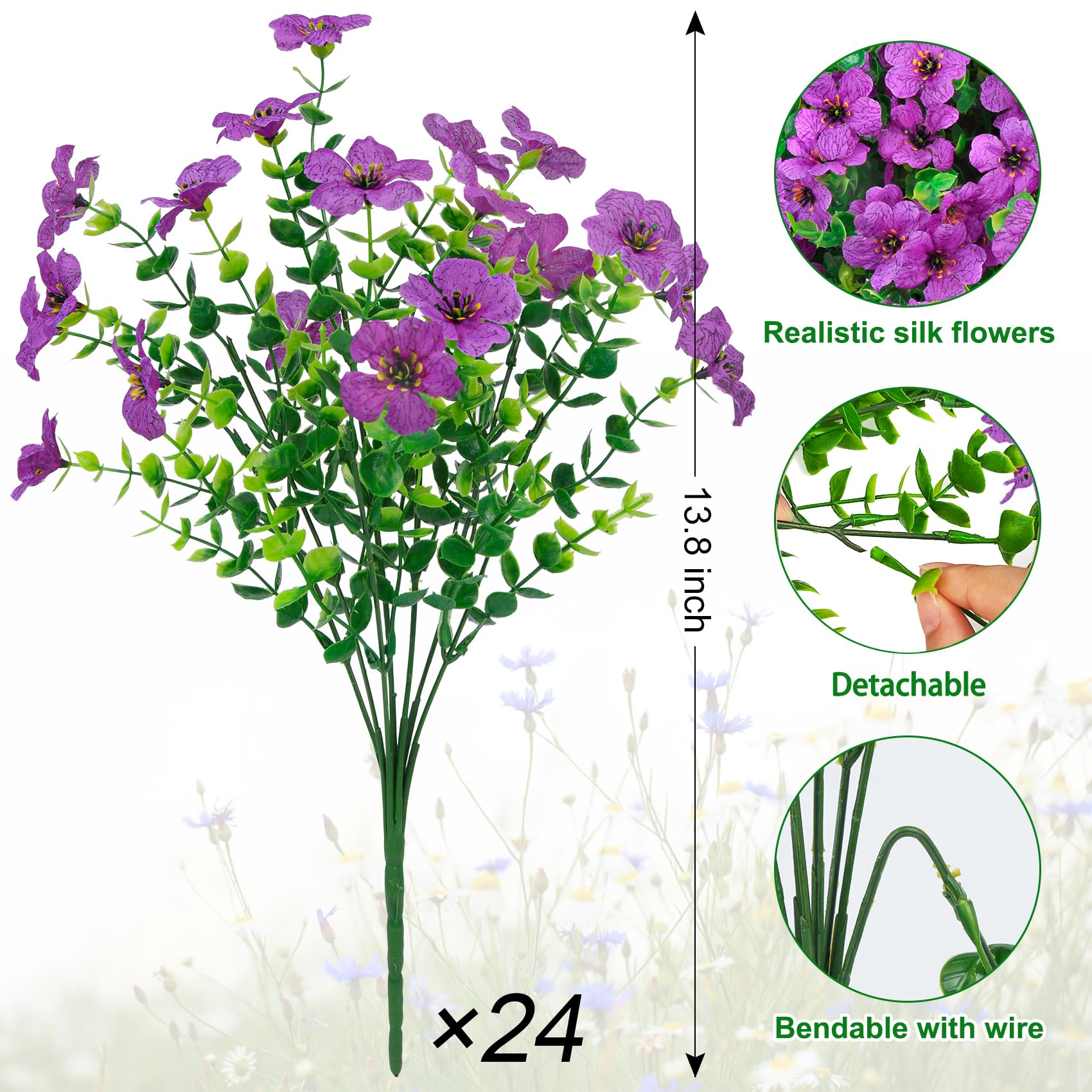 Ouddy Decor outdoor artificial flowers with bendable stems for versatile vase displays