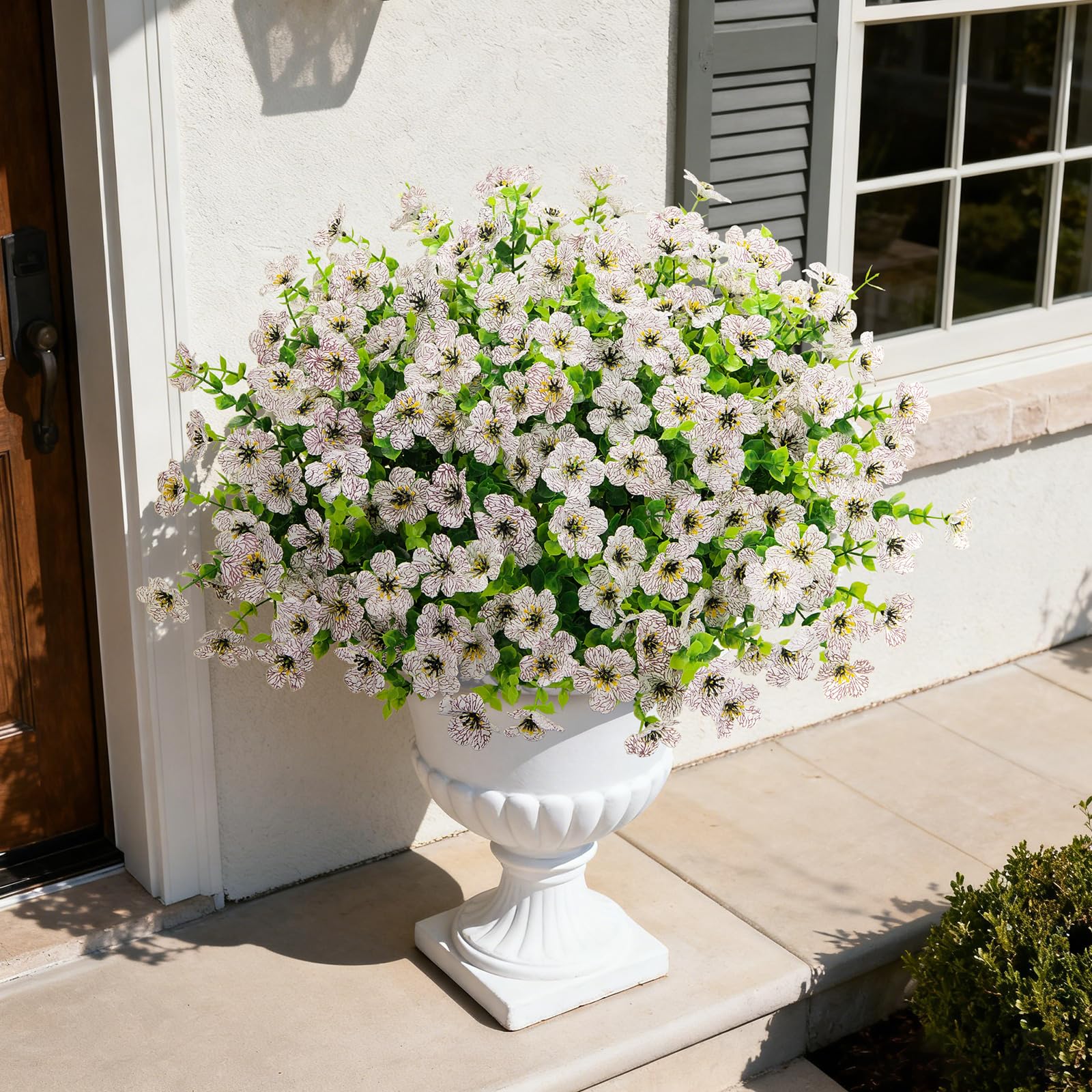 Ouddy Decor outdoor silk flowers, 13.8 inch height, versatile for porch or table.