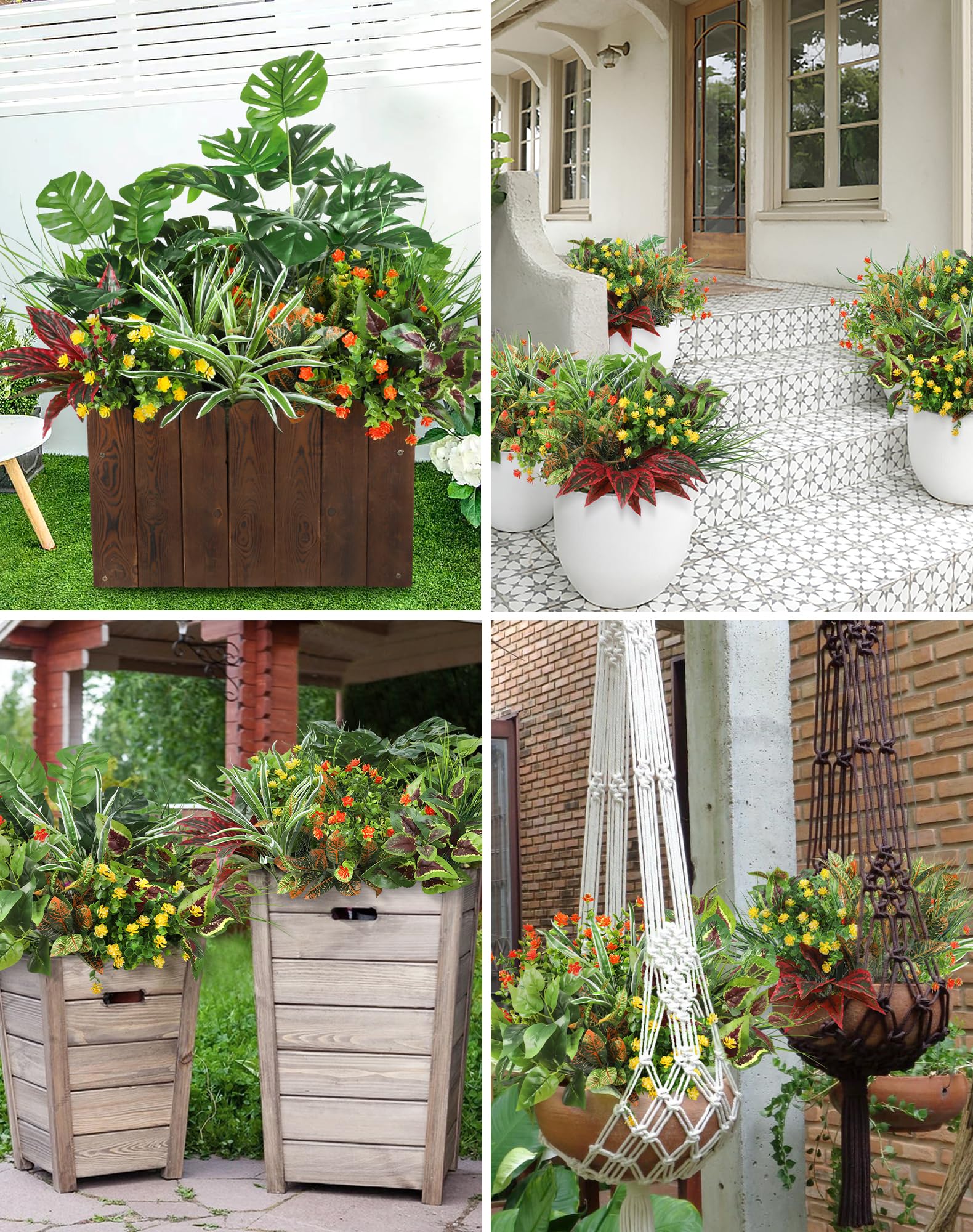 Ouddy Decor patio and backyard faux plants to brighten outdoor spaces.
