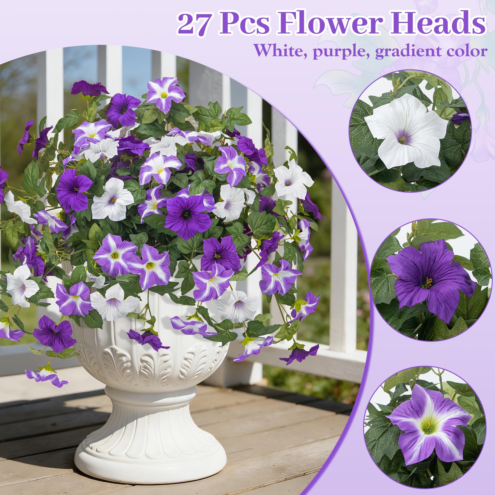 Ouddy Decor petunias front porch decor with vibrant purple