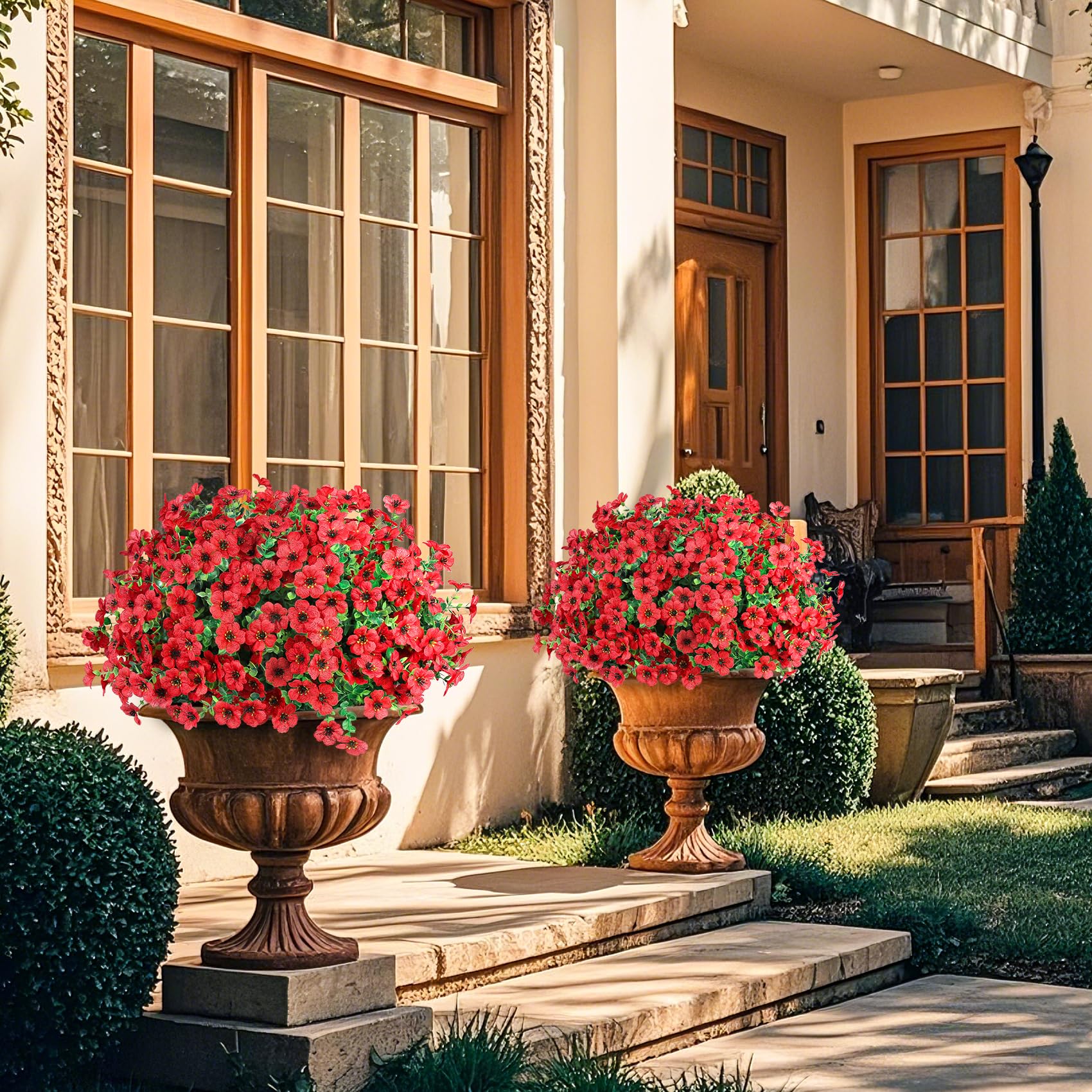 Ouddy Decor UV-resistant artificial flowers surviving sun on a patio