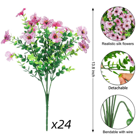 Ouddy Decor UV-resistant pink silk flowers ideal for year-round outdoor displays.