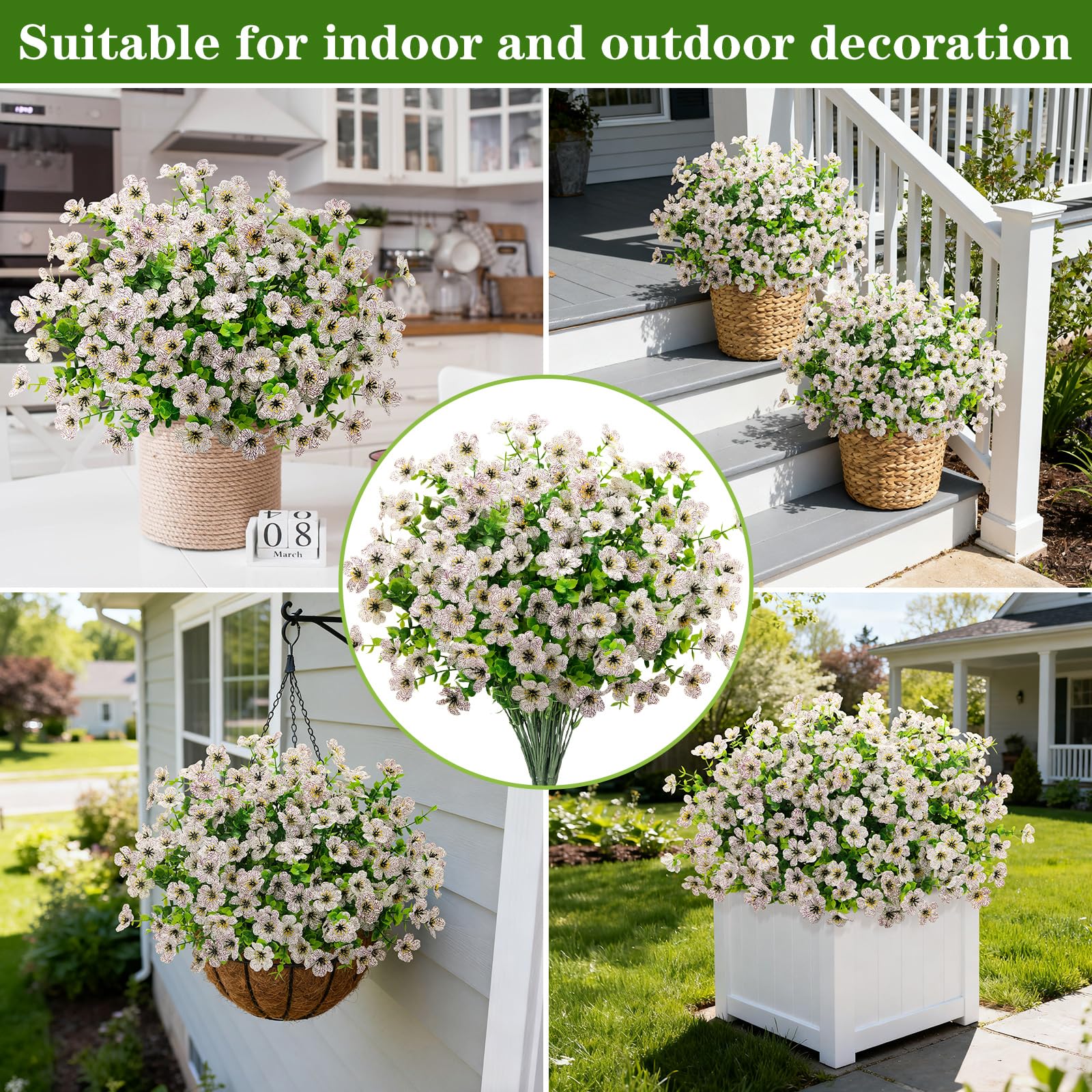 Ouddy Decor artificial flowers for garden and home, ideal for outdoor porch displays.