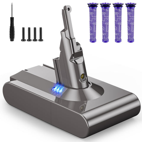 Oueand Dyson V8 8000mAh battery for extended runtime on daily vacuuming