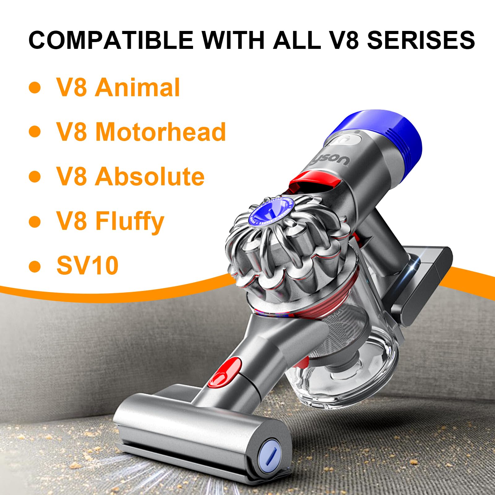 Oueand Dyson V8 battery side view highlights slim profile