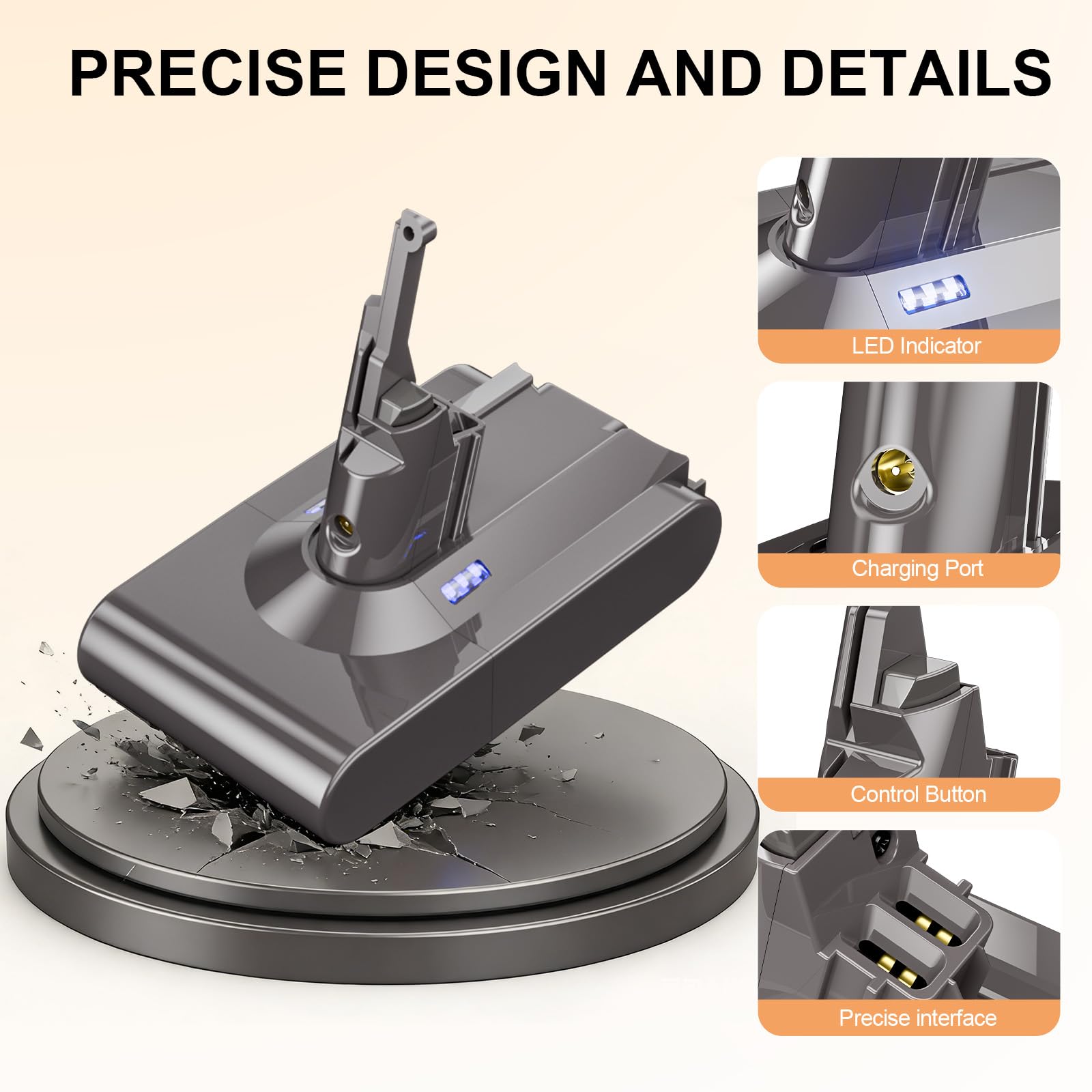 Oueand Dyson V8 dust cover protects the battery area