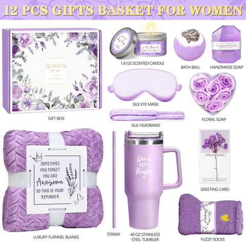 Oufrenn lavender candle and bath items create a calming spa night at home