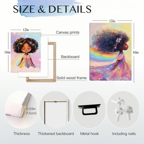ouiytws Rainbow hair girl art starry sky adds magical ambience to playroom.