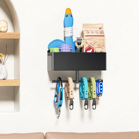 Oukimly leash organizer mounted on wall in modern black finish