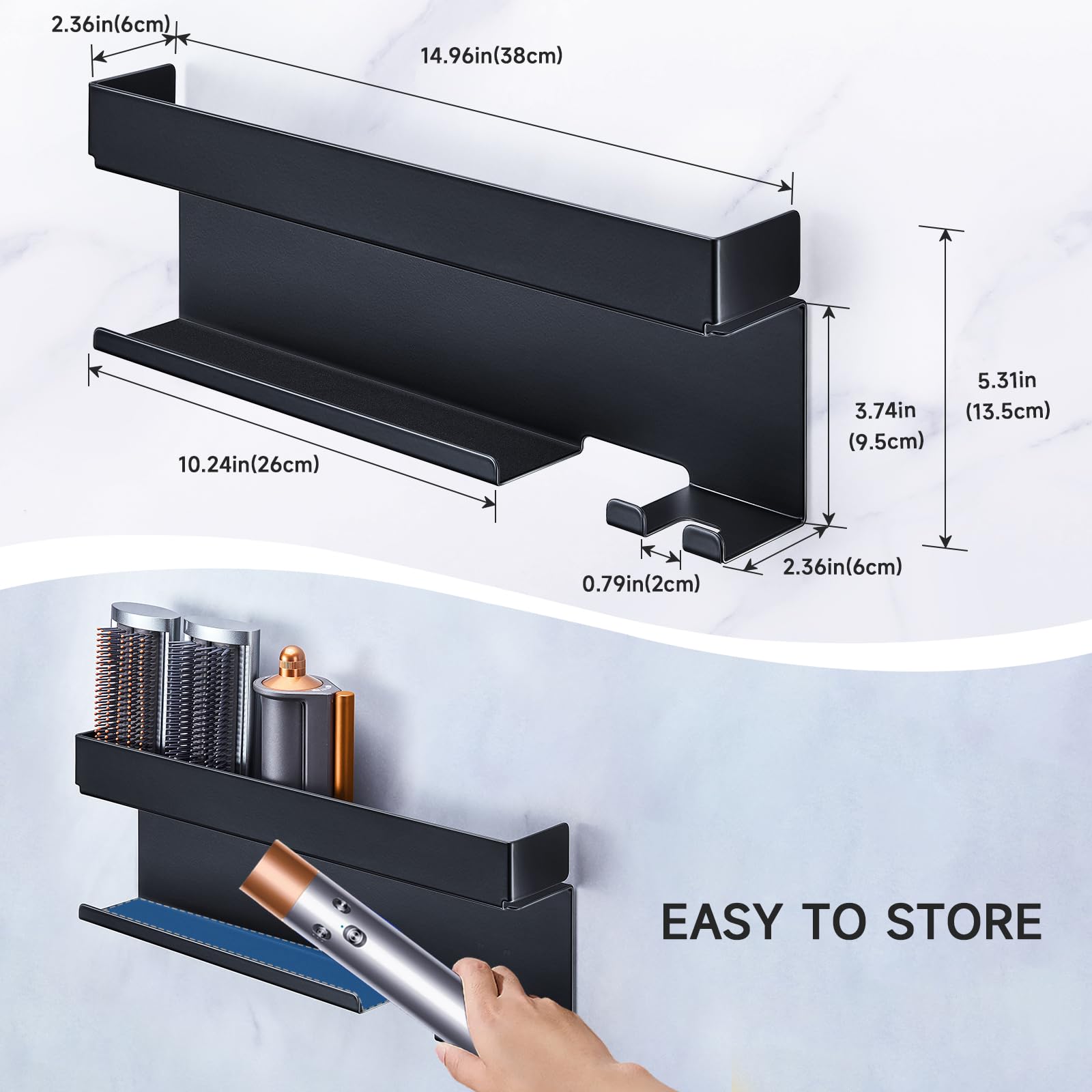 Oukimly mountable organizer keeps styling tools within reach.