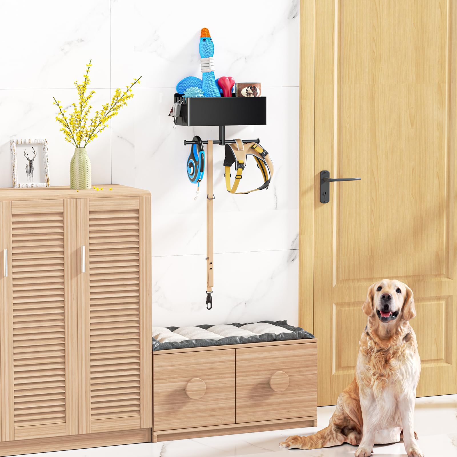 Oukimly metal key holder integrated with leash hooks for quick access