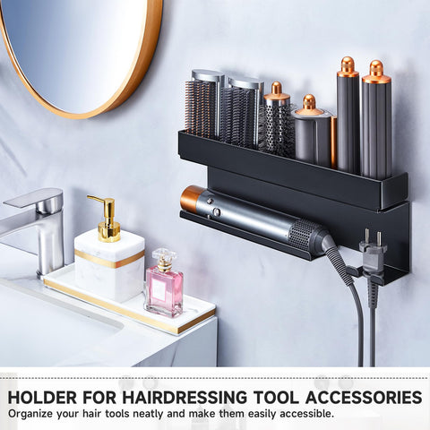 Oukimly wall-mount hair tool organizer saves counter space.