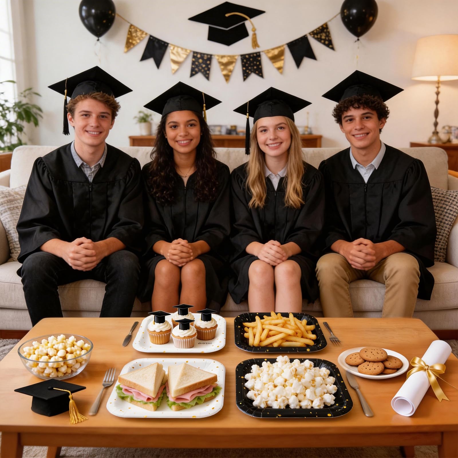 OuMuaMua square plates arranged in a stylish dining scene for graduation.