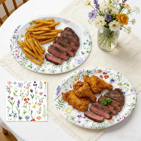 OuMuaMua wildflower napkins matching plates for cohesive styling