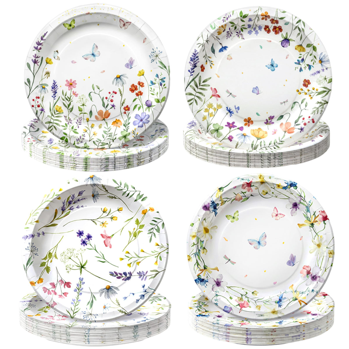 OuMuaMua 9-inch wildflower plates design A on spring party table