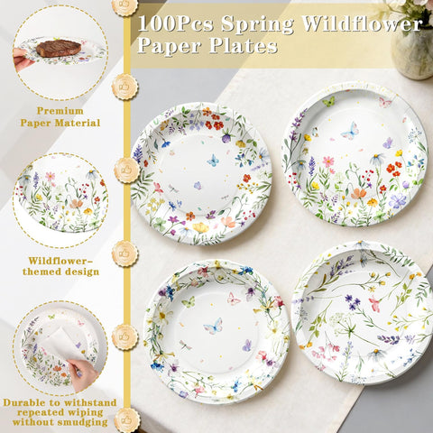 OuMuaMua 9-inch floral plate design D set on a party table