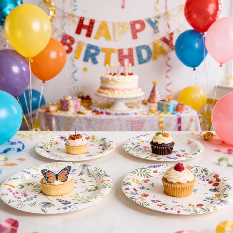 OuMuaMua wildflower plates ideal for baby showers and tea parties