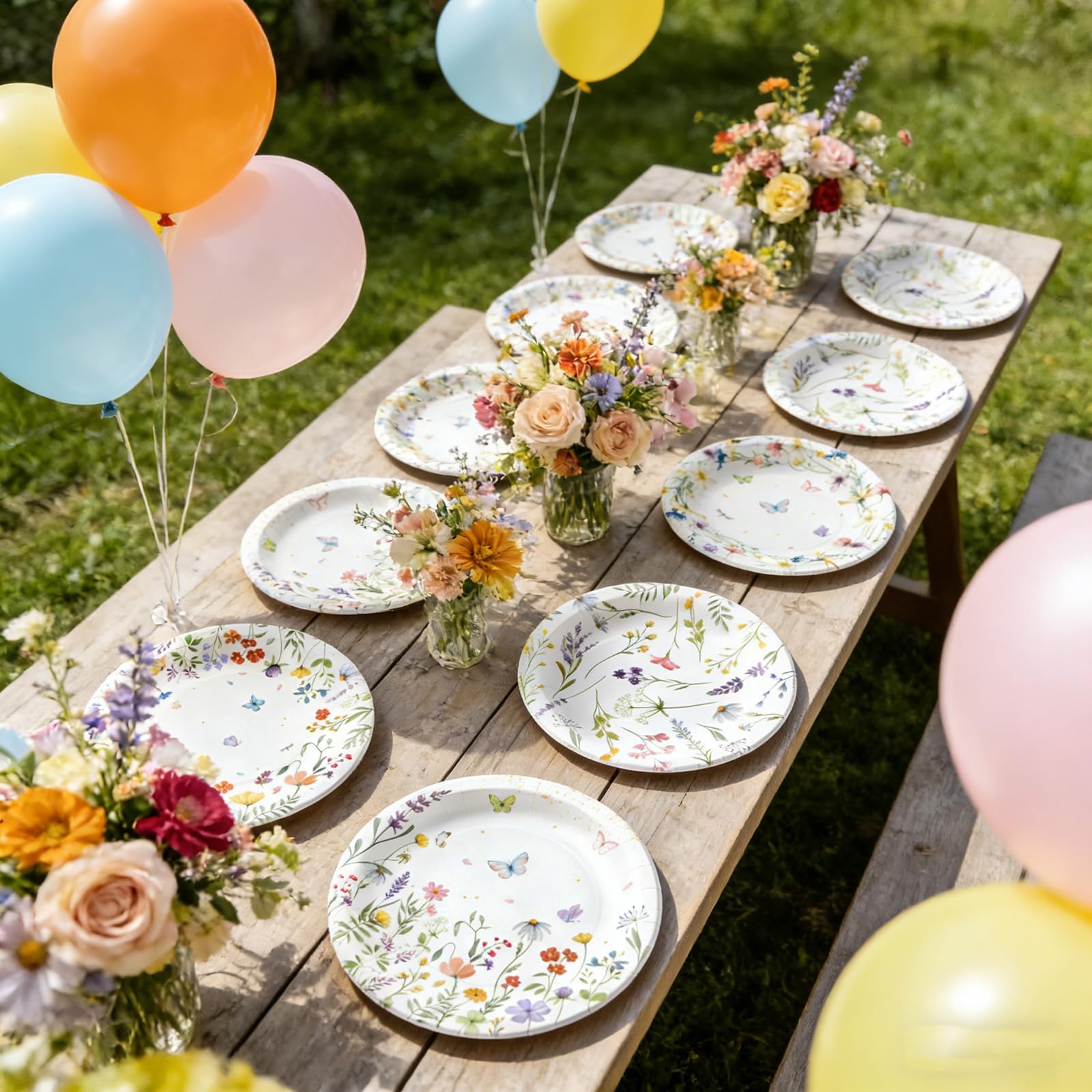 OuMuaMua 9-inch floral plates perfect for bridal showers and spring gatherings