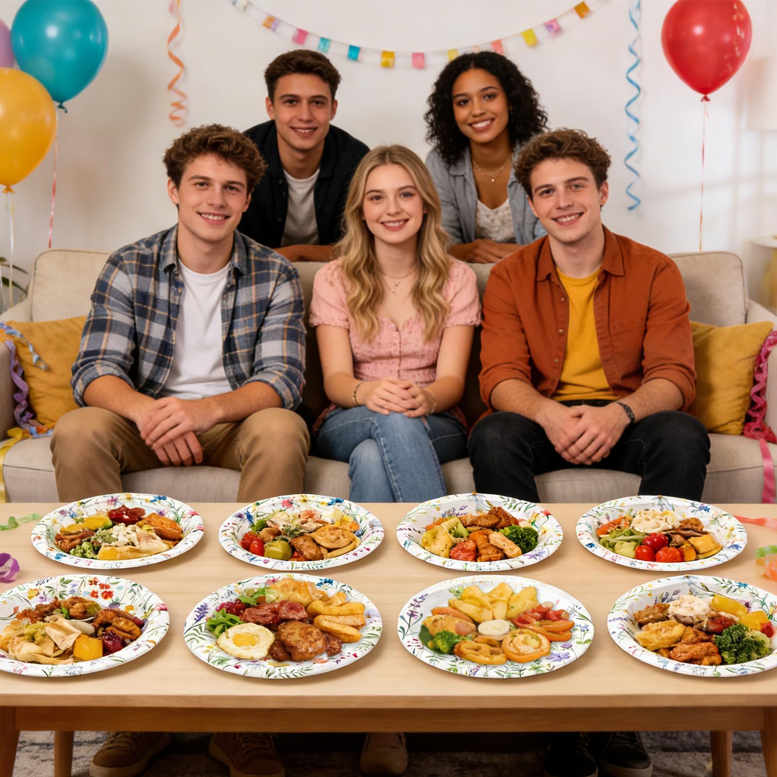 OuMuaMua wildflower plates featuring four designs for versatile celebrations