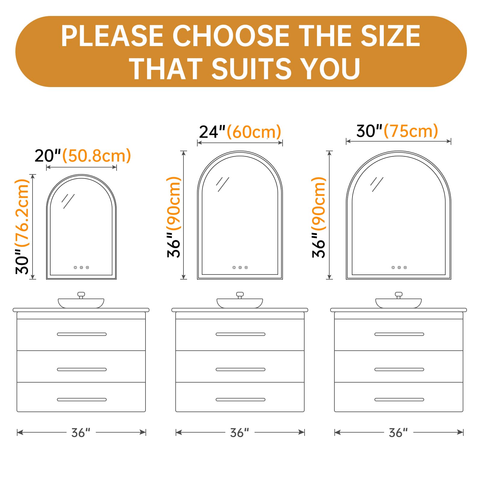 OUMUSU backlit LED mirror highlights vanity and brightens morning routines.