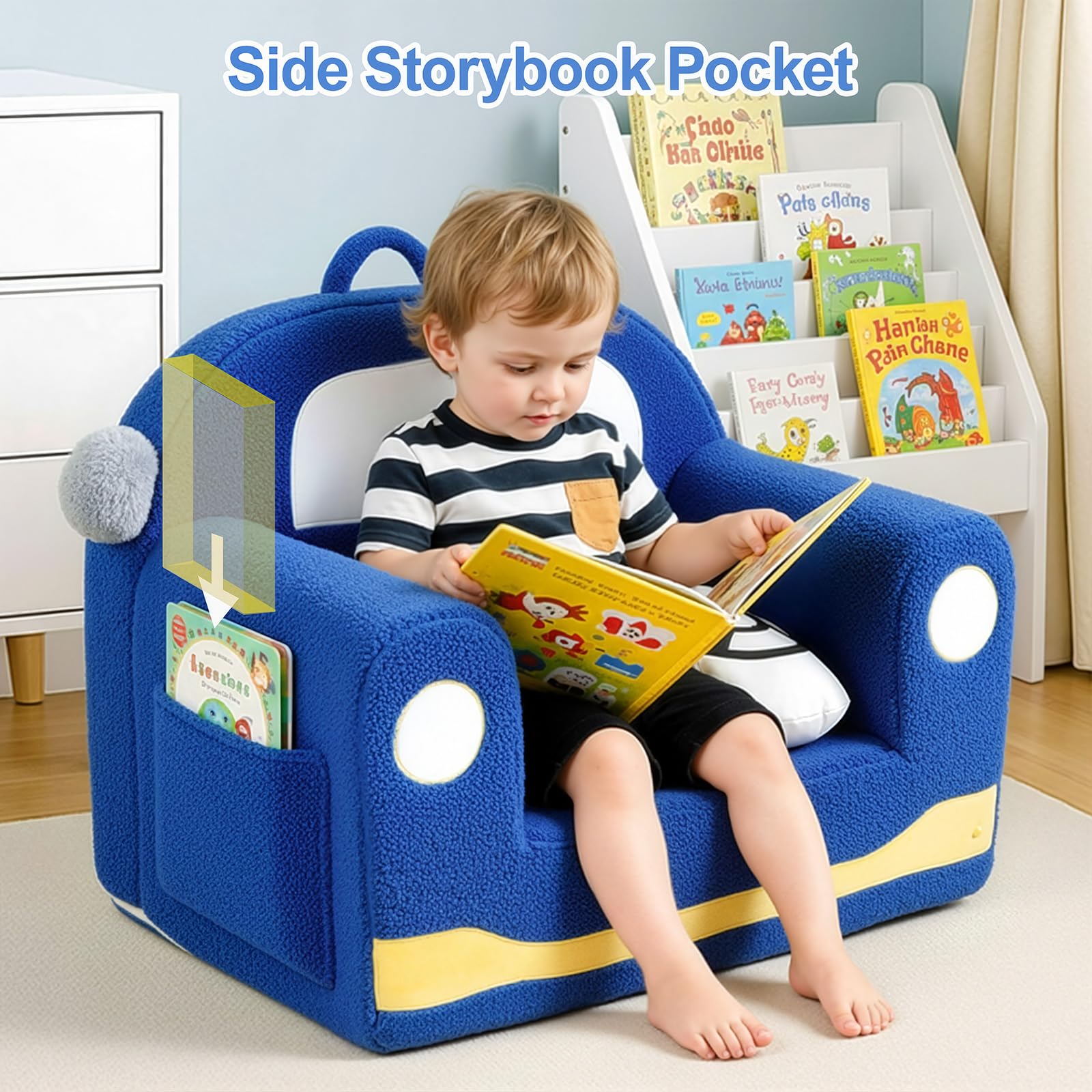 OUOZZZ Kids Chair side-pocket keeps books and toys within reach