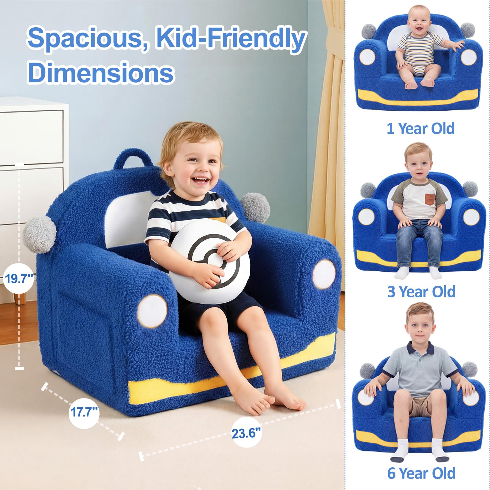 OUOZZZ Kids Chair soft-sherpa-foam offers plush comfort during quiet reading